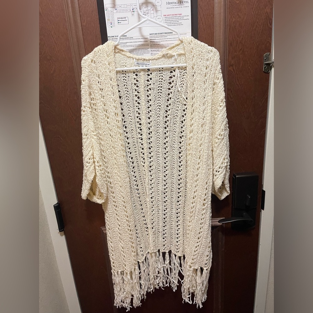 American Eagle Outfitters Cream Open-Knit Cardigan Size XS/S